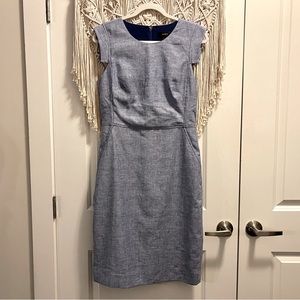Blue Linen Sleeveless J. Crew Dress